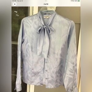 Vintage Liz Baker Lilac purple Secretary Blouse Top Size 10 Petite Bow Neck 80s